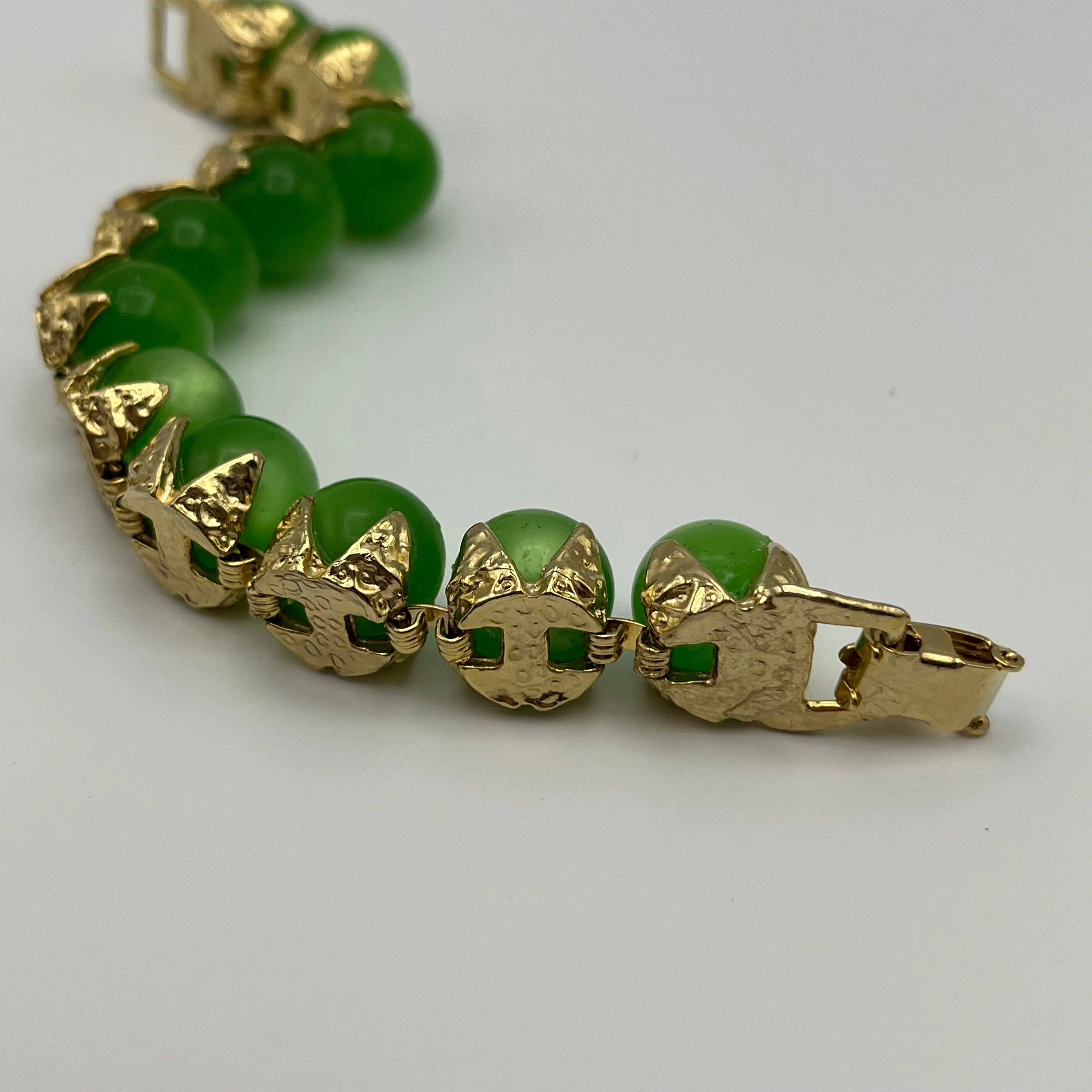 1960s Green Moonglow Bead Bracelet