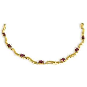 2.01 Carat 14K Solid Yellow Gold Tennis Bracelet Diamond Ruby