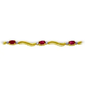 2.01 Carat 14K Solid Yellow Gold Tennis Bracelet Diamond Ruby