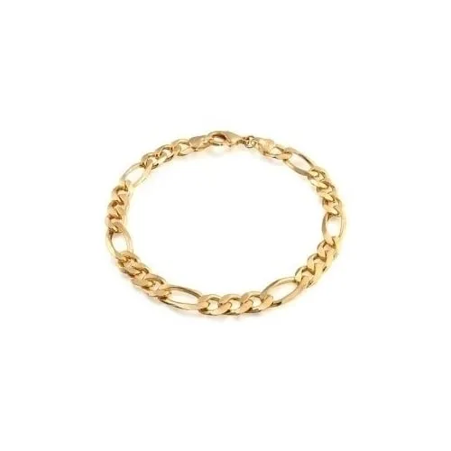 24K Yellow Gold Filled 8mm Figaro Chain Bracelet 8"