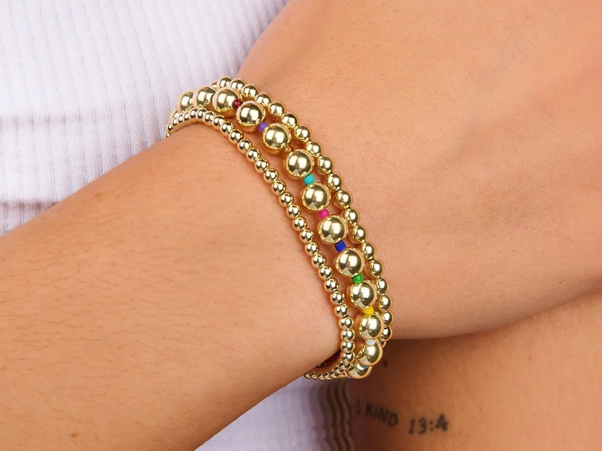 3 4 6mm Enamel Bead Bracelet Set