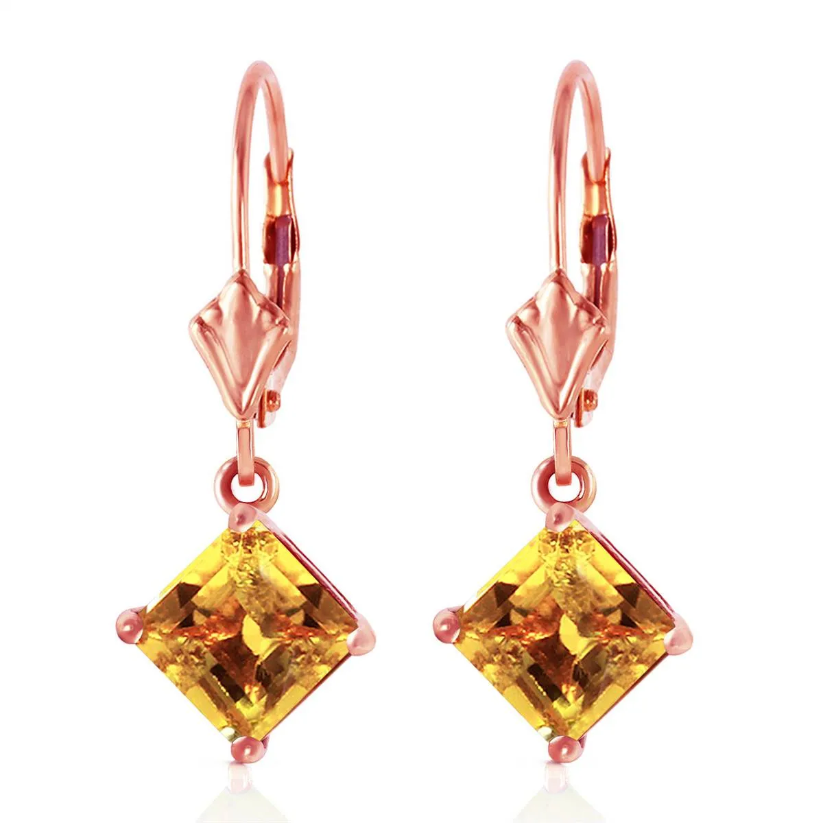 3.2 Carat 14K Solid Rose Gold Citrine Simplicity Earrings