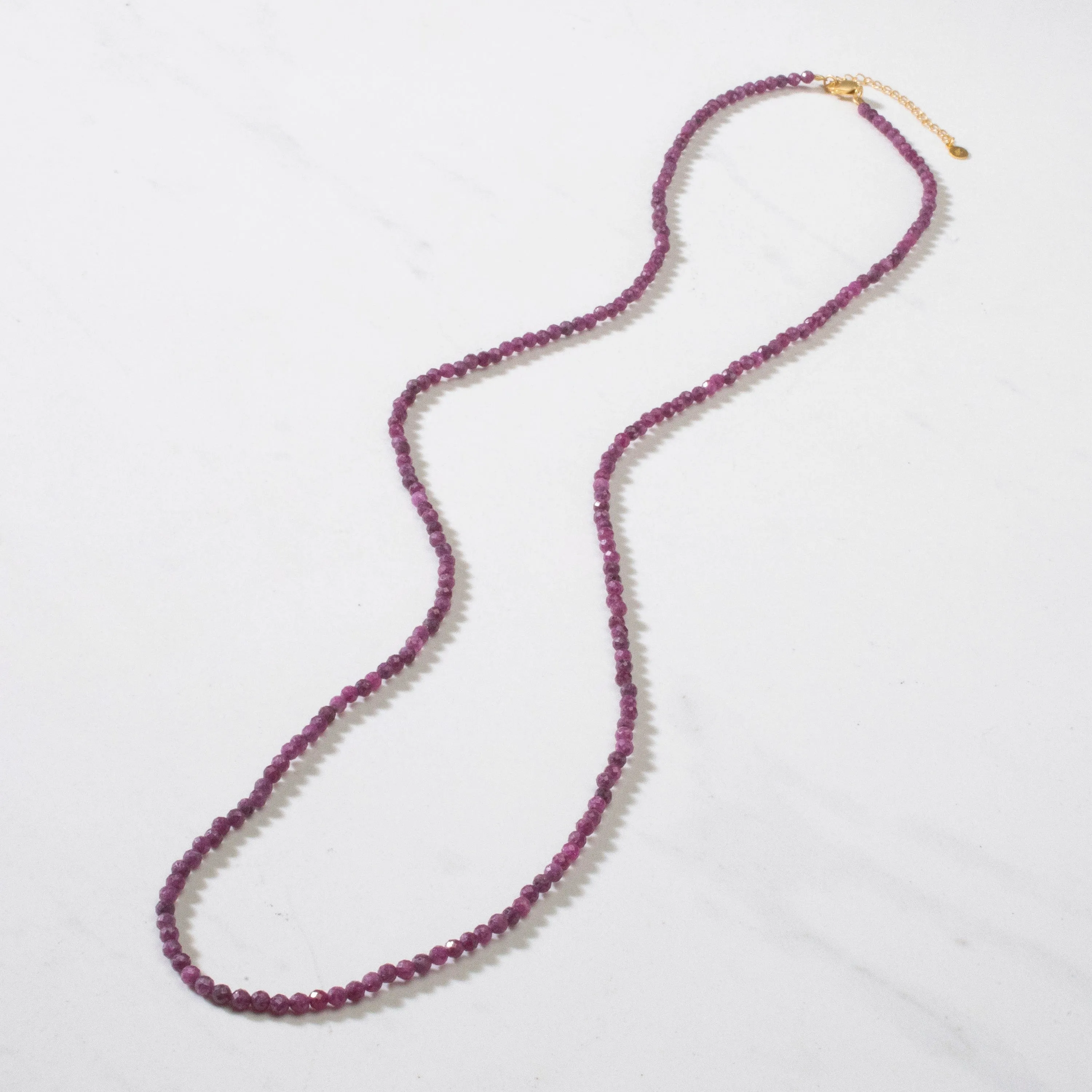 3mm Ruby Faceted 31" Necklace / Multi Wrap Bracelet