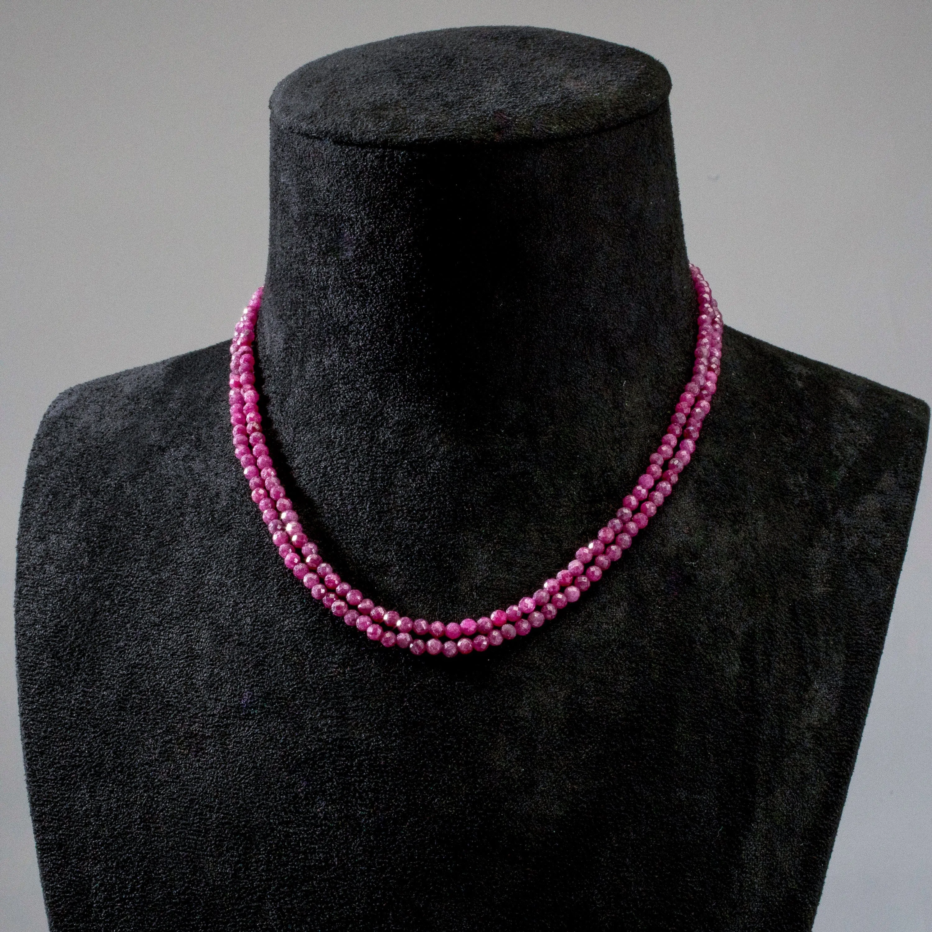 3mm Ruby Faceted 31" Necklace / Multi Wrap Bracelet