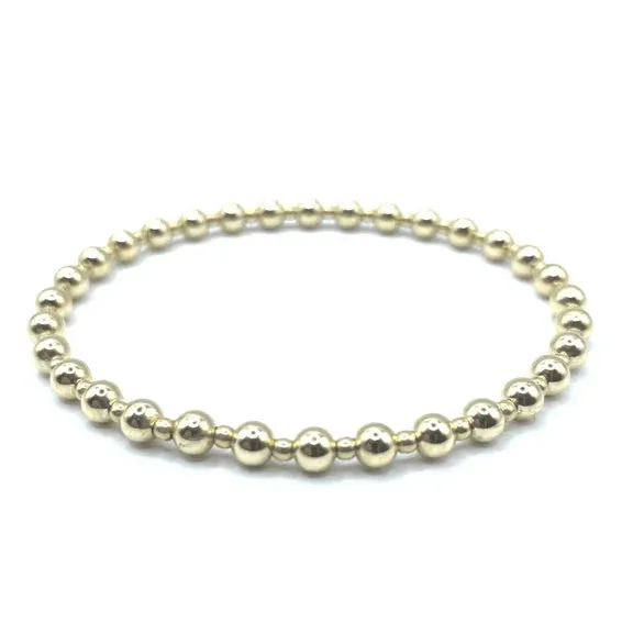 4mm 2mm 4mm Gold Filled Waterproof Dimension Bracelet 6.5"-7" × 5