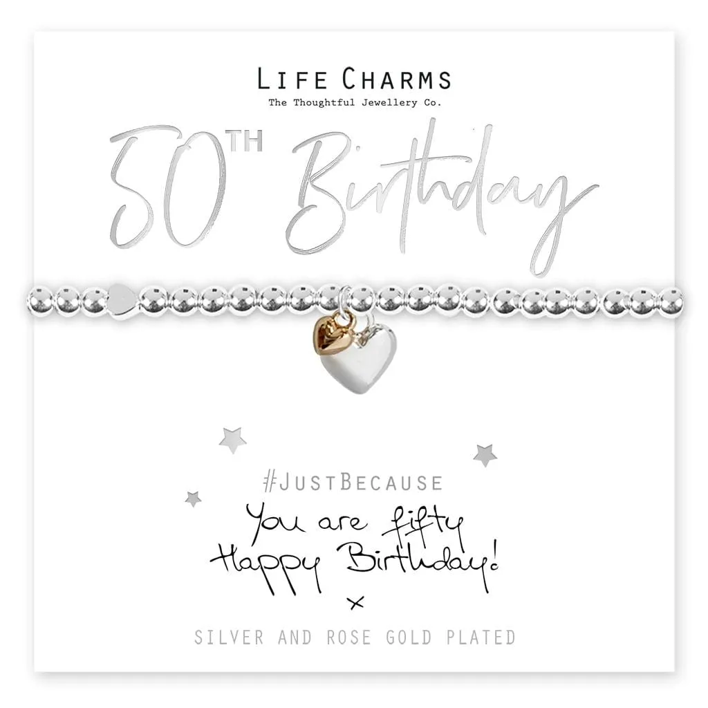 50th Birthday Heart Design Bracelet