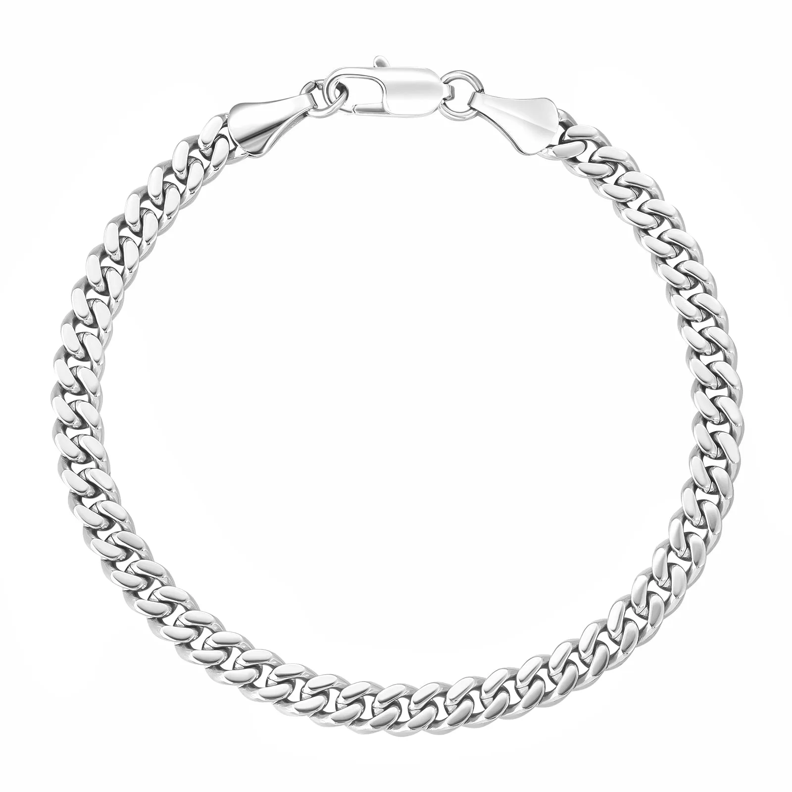 5mm 14K Gold/White Gold Flat Cuban Curb Bracelet