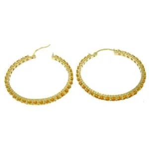 6 Carat 14K Solid Yellow Gold Alana Citrine Hoop Earrings