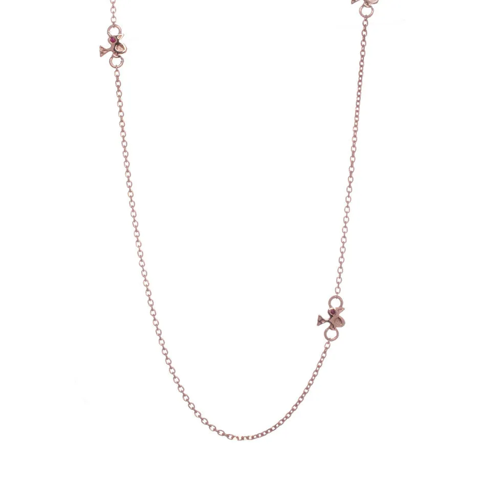 70% DISCOUNT Girls' /Woman's 18ct Rose Gold  vermeil Three Charm Bird Stacking Necklace with Rubies or Orange sapphires