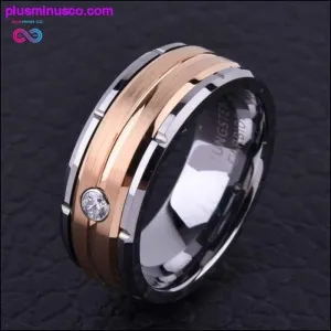 8mm Men's Tungsten Carbide Wedding Ring Silver Rose Gold CZ