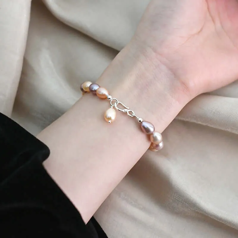 925 Silver Colorful Freshwater Pearl Bracelet