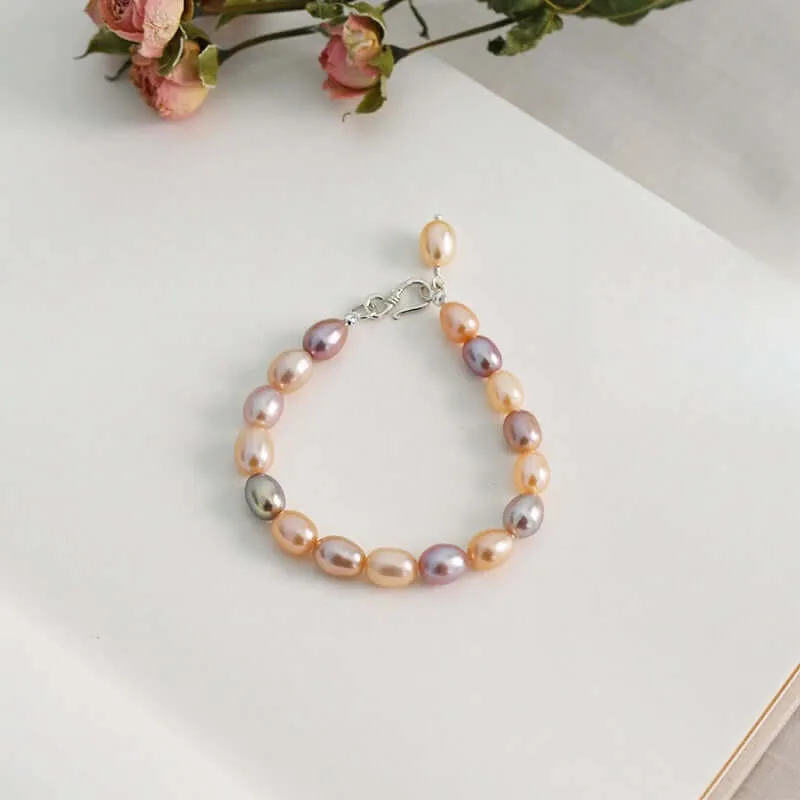 925 Silver Colorful Freshwater Pearl Bracelet