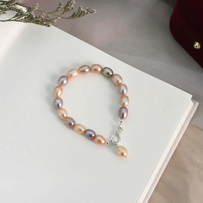 925 Silver Colorful Freshwater Pearl Bracelet