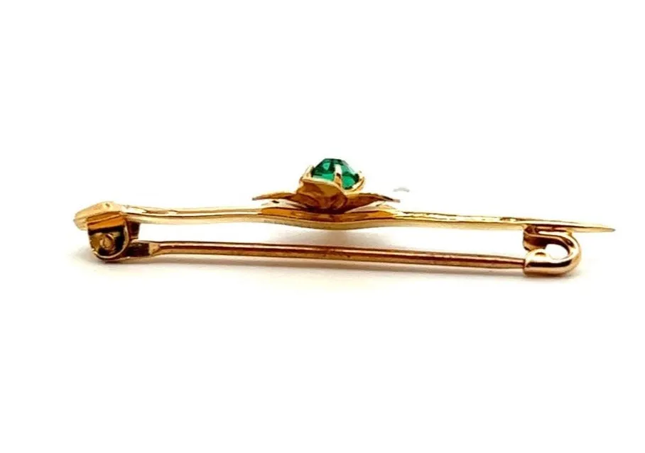 9ct Yellow Gold & Glass Vintage Brooch G & E Rodd