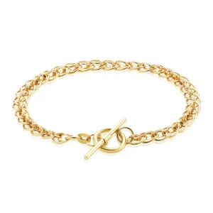 9ct Yellow Gold Silver Filled 19cm Fancy T-Bar Bracelet