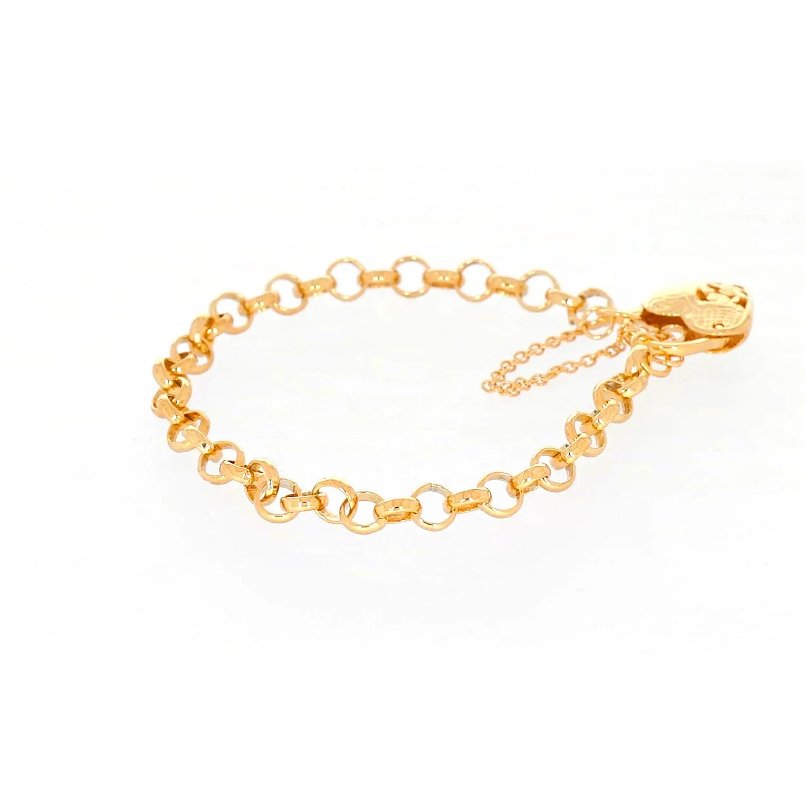 9ct Yellow Gold Silver Filled 19cm Round Belcher Heart Padlock Bracelet