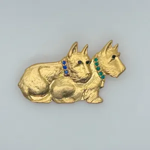 Adorable Golden Terrier Dogs Vintage Brooch