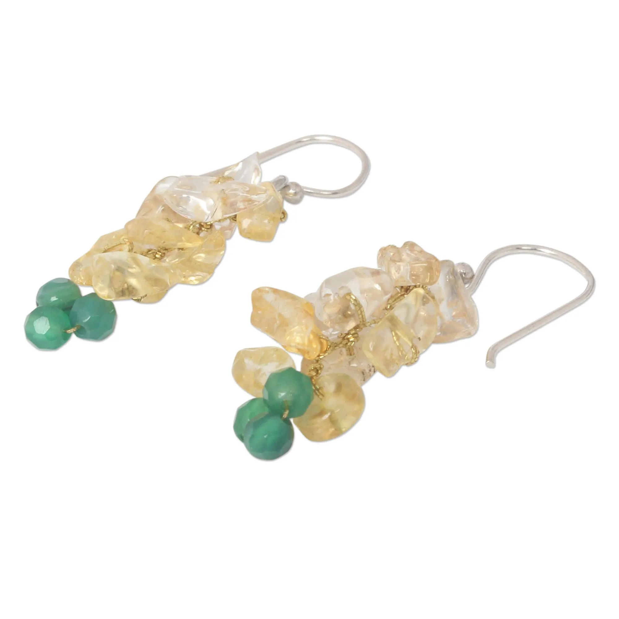 Afternoon Sun Multi-Gem Silver Cluster Earrings