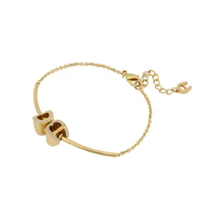 Aigner Bracelet Bangle With Gold Plated & 2 Solid Logo Hearts Design