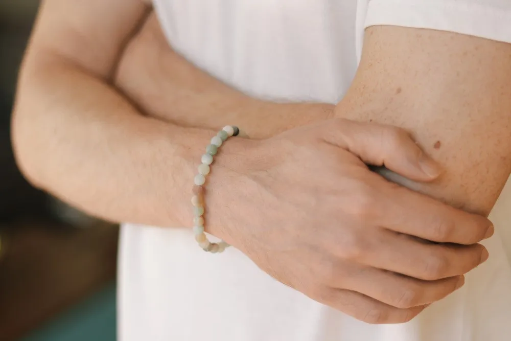 Amazonite bracelet for men, beaded bracelet, men's bracelet with stone beads, 6mm beads, turquoise, stretchable, gift for him, calming stone