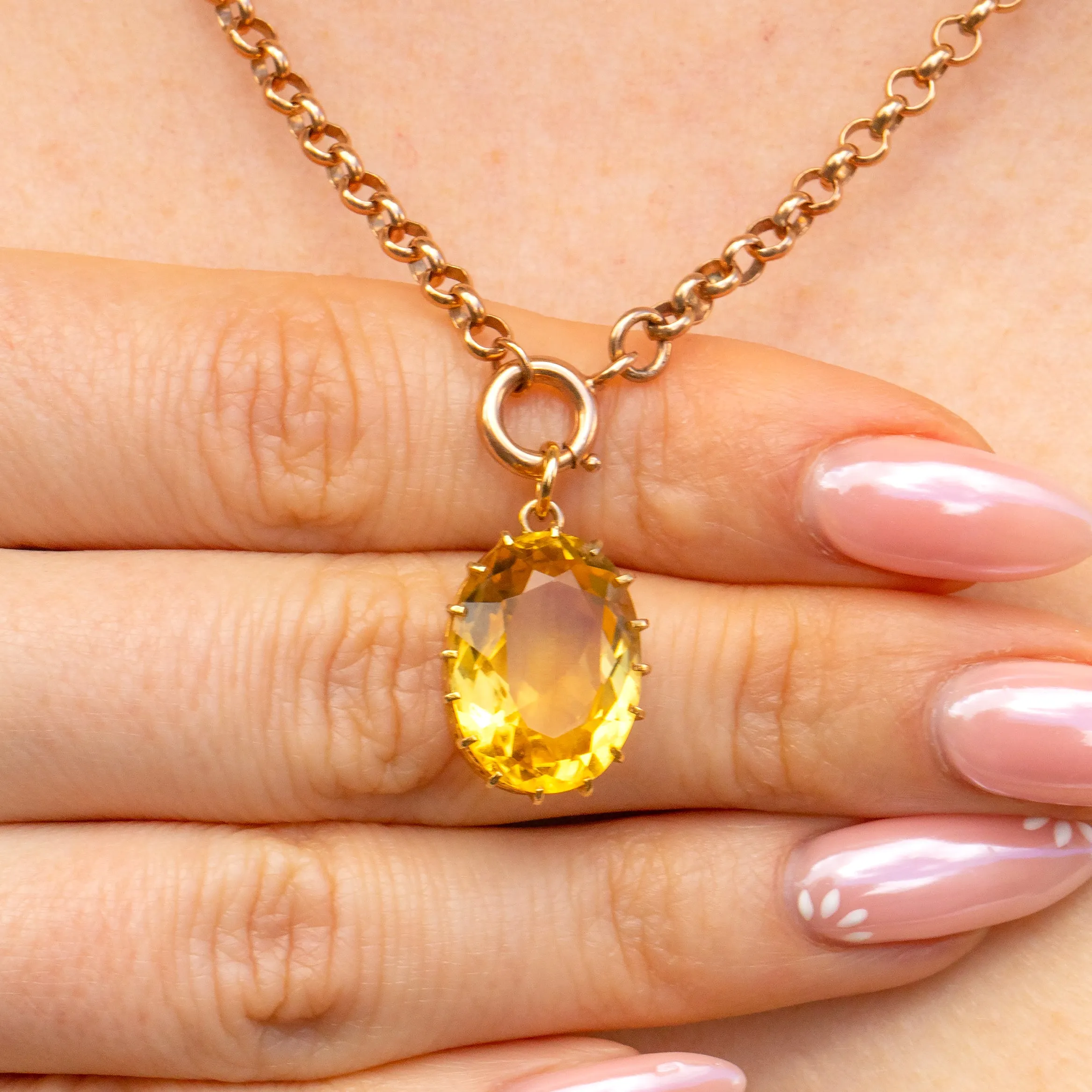 Antique 15ct Gold Citrine Pendant, 7.00ct