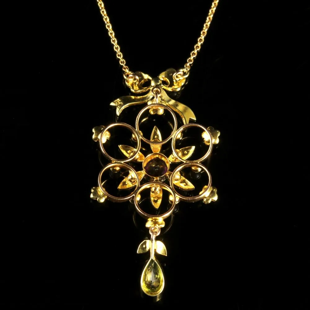 Antique Victorian Suffragette 15Ct Gold Necklace Circa 1900