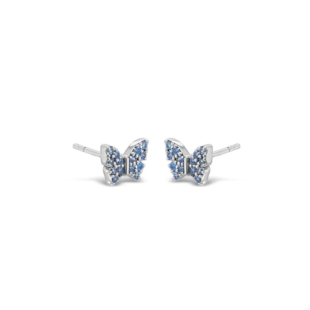 Aquamarine Butterfly Children Sterling Silver Earrings