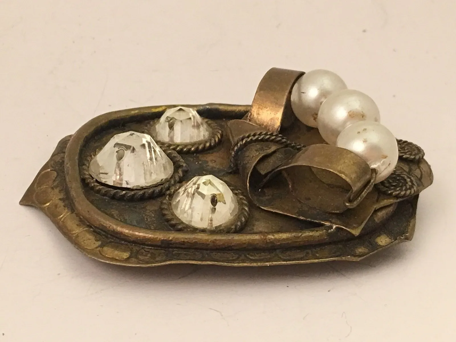 Art Deco Pearls and Rhinestones Pin Brooch – A Vintage 1930s Gem