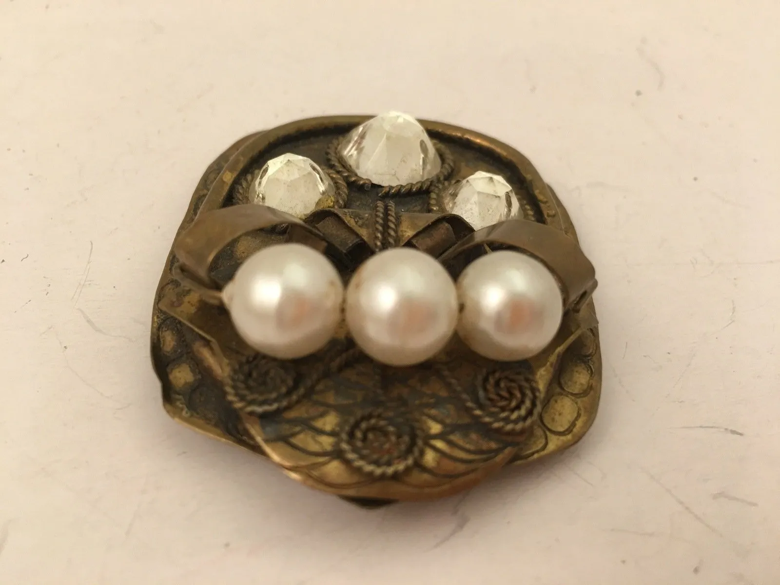 Art Deco Pearls and Rhinestones Pin Brooch – A Vintage 1930s Gem