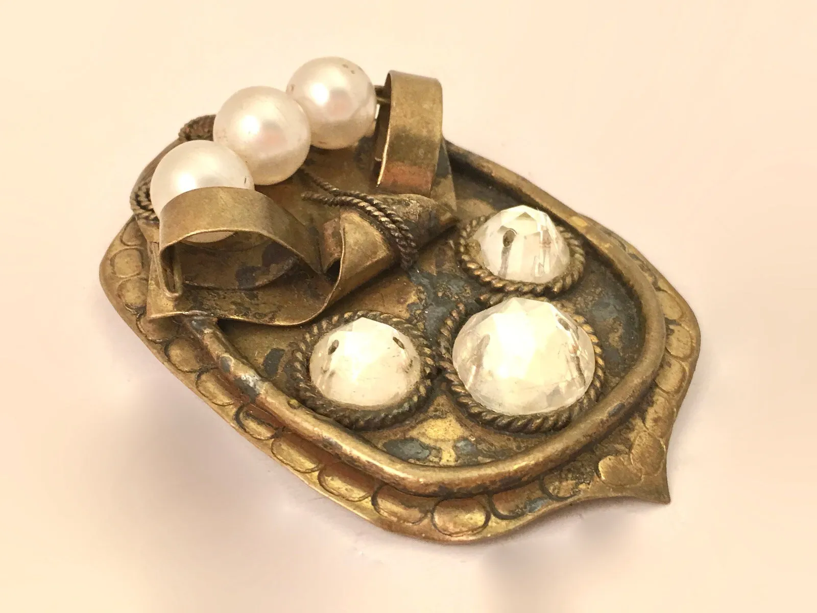 Art Deco Pearls and Rhinestones Pin Brooch – A Vintage 1930s Gem