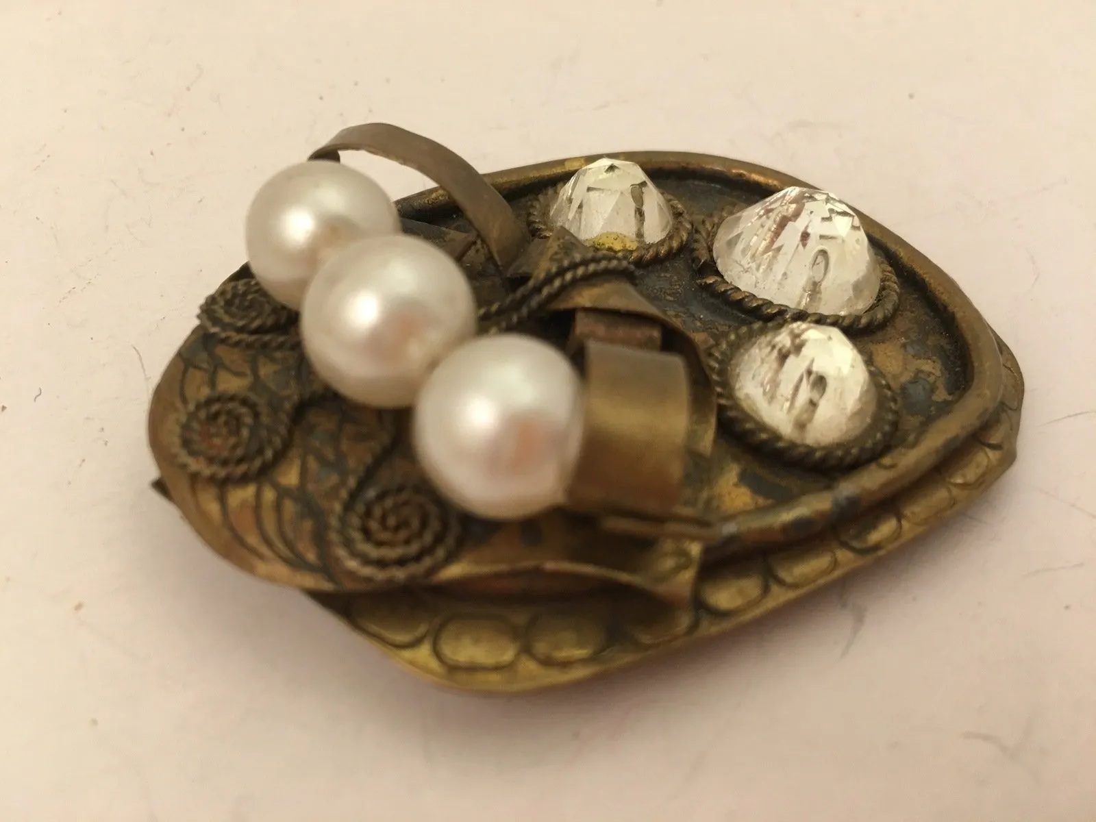 Art Deco Pearls and Rhinestones Pin Brooch – A Vintage 1930s Gem