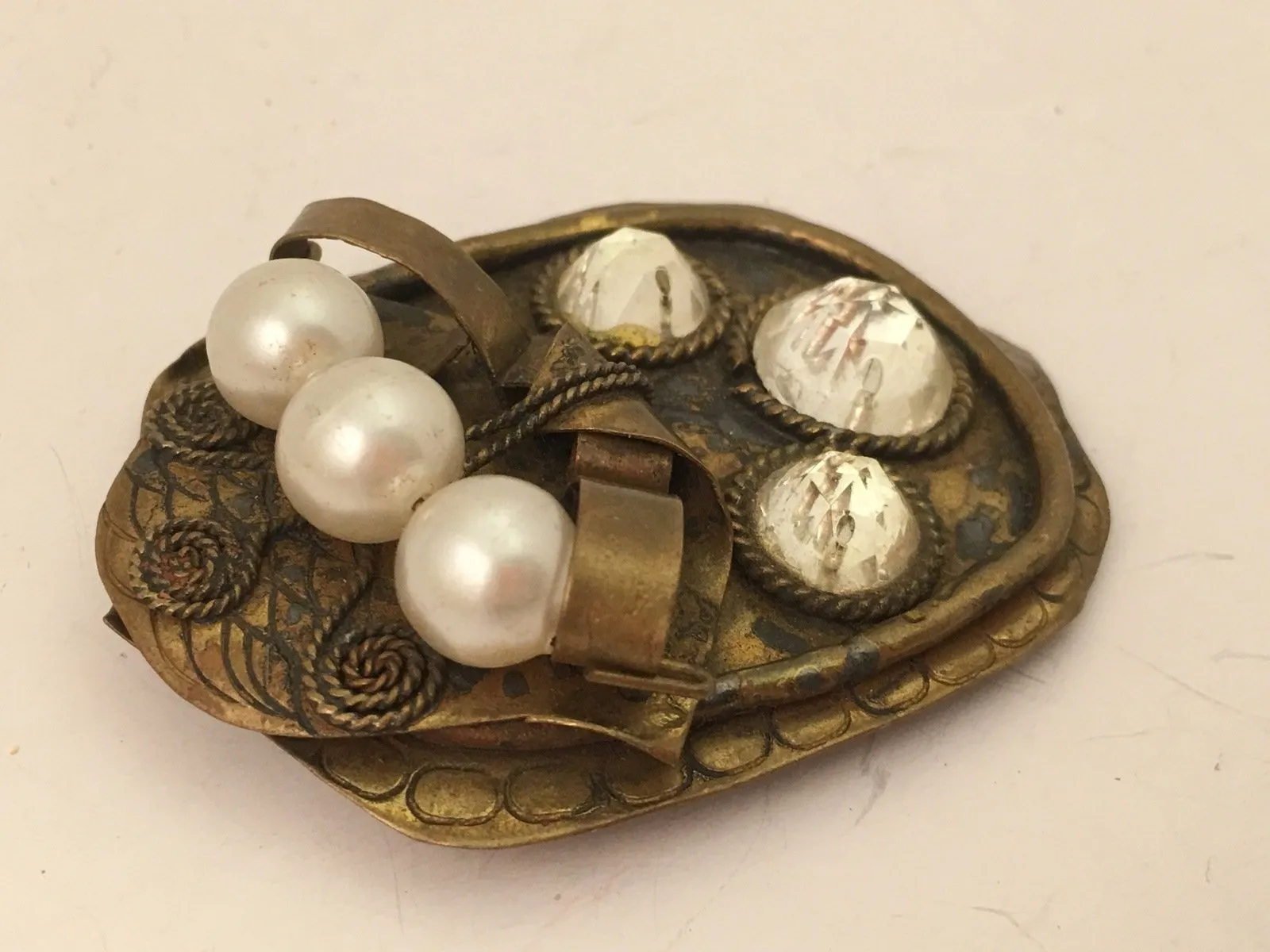 Art Deco Pearls and Rhinestones Pin Brooch – A Vintage 1930s Gem