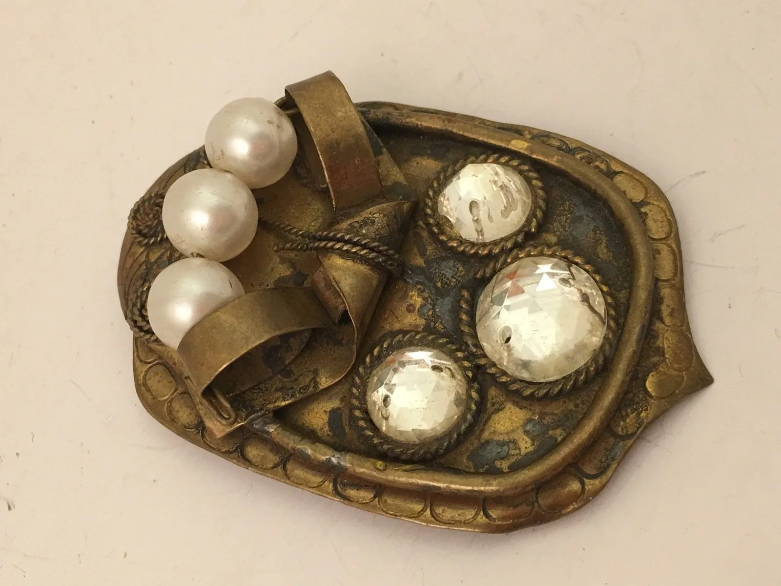 Art Deco Pearls and Rhinestones Pin Brooch – A Vintage 1930s Gem