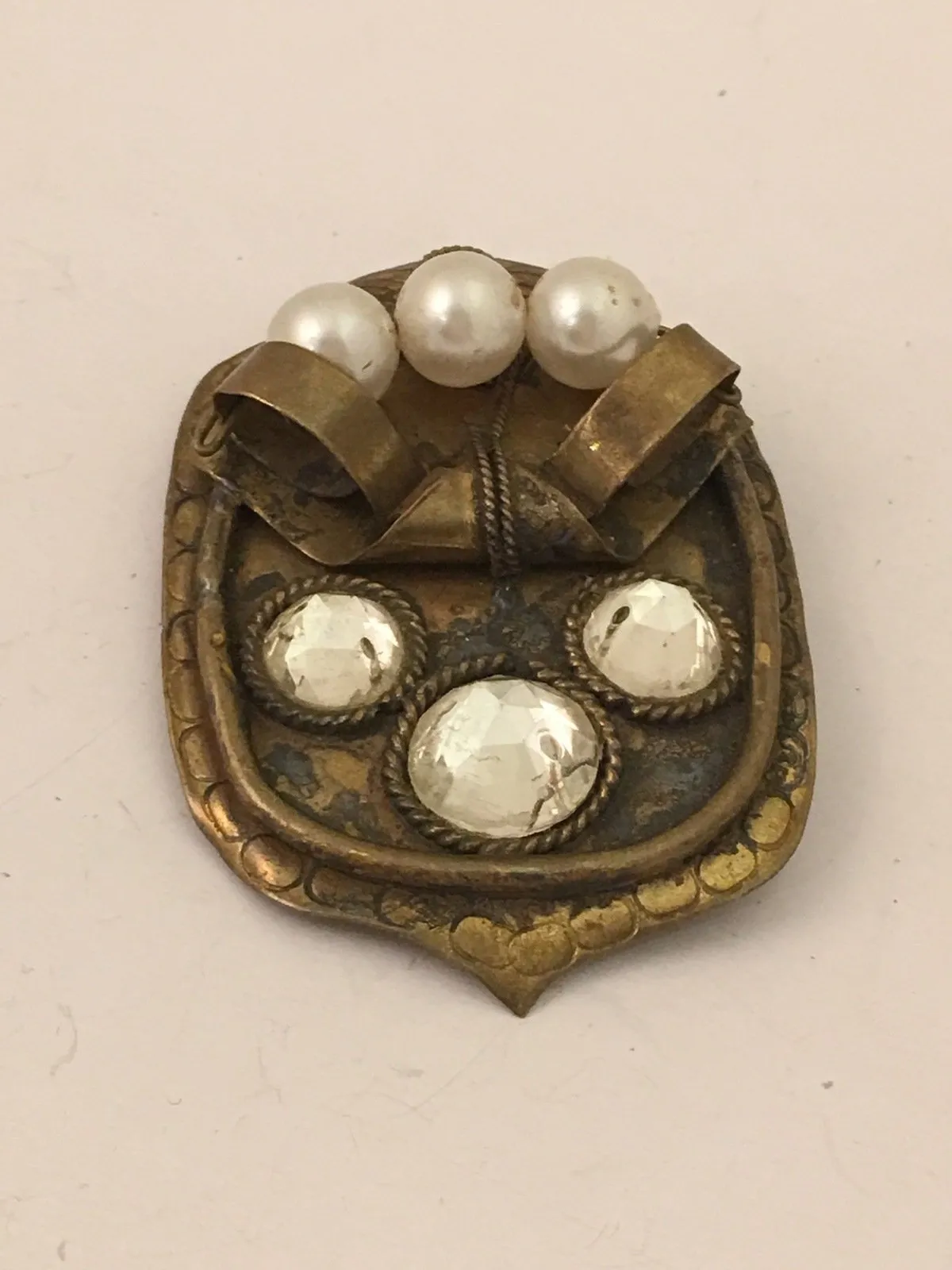 Art Deco Pearls and Rhinestones Pin Brooch – A Vintage 1930s Gem