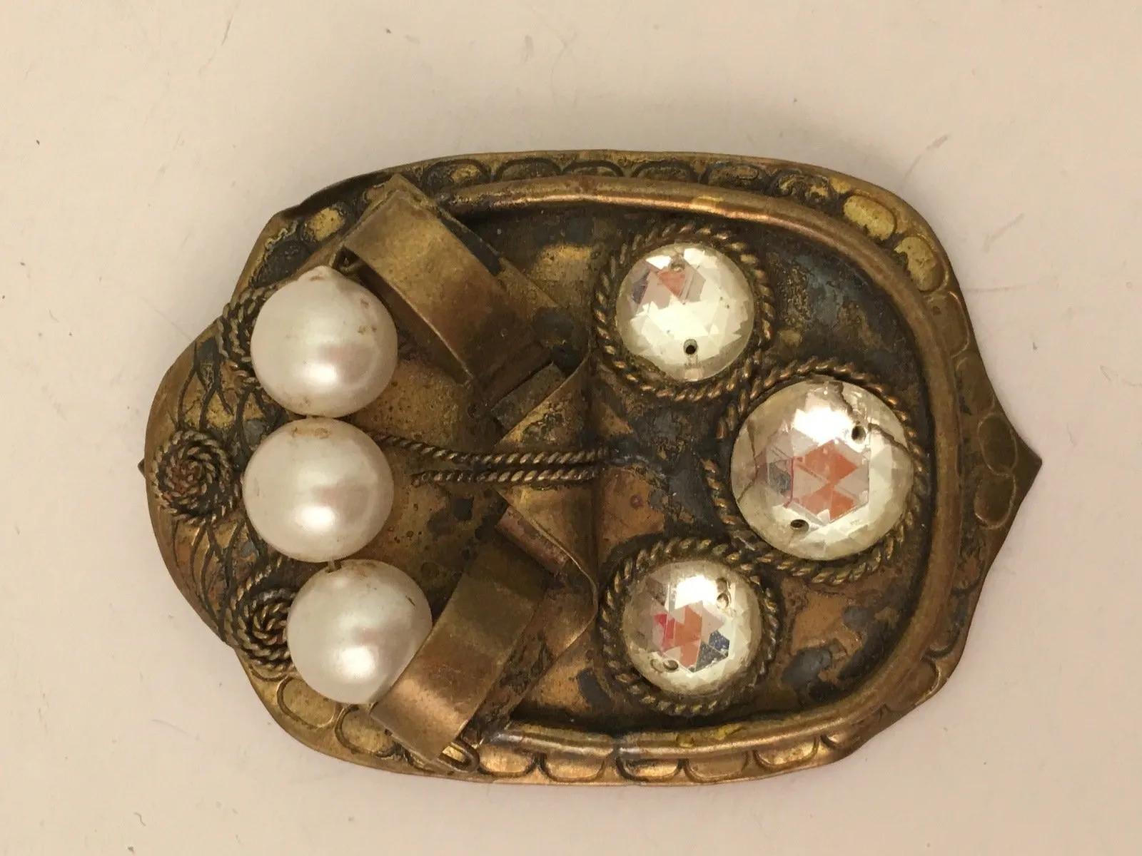 Art Deco Pearls and Rhinestones Pin Brooch – A Vintage 1930s Gem