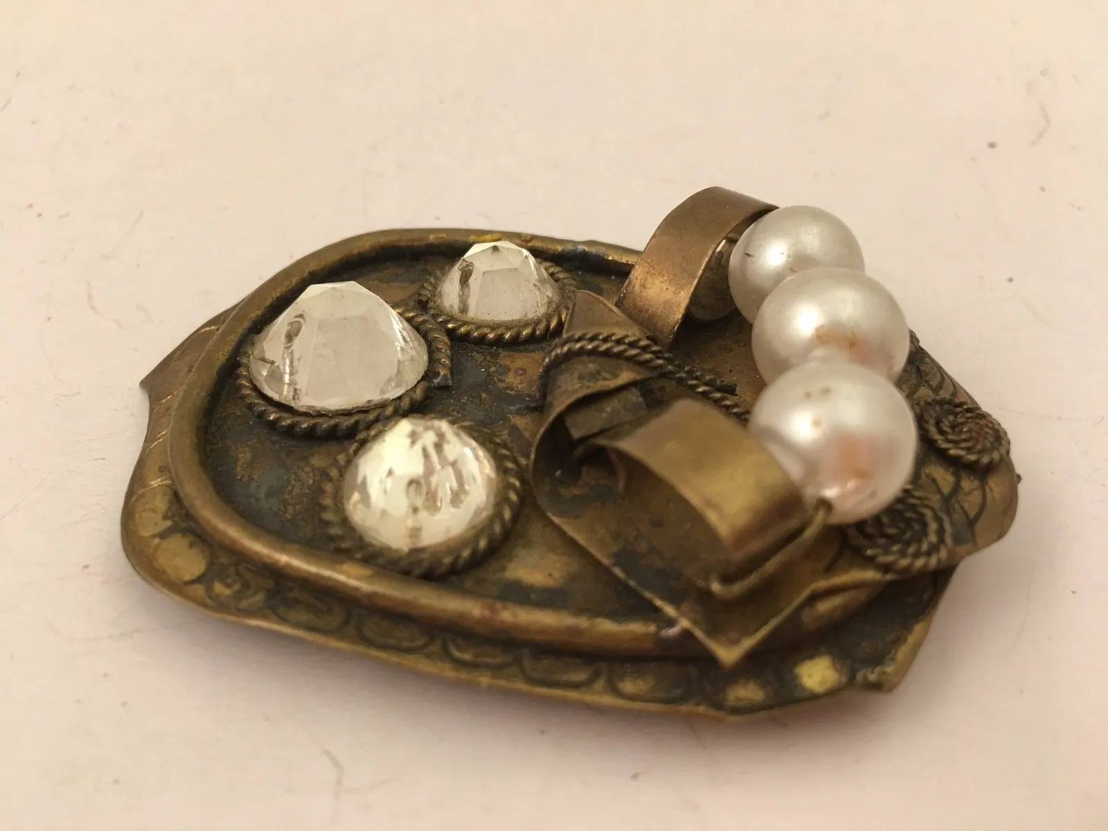 Art Deco Pearls and Rhinestones Pin Brooch – A Vintage 1930s Gem