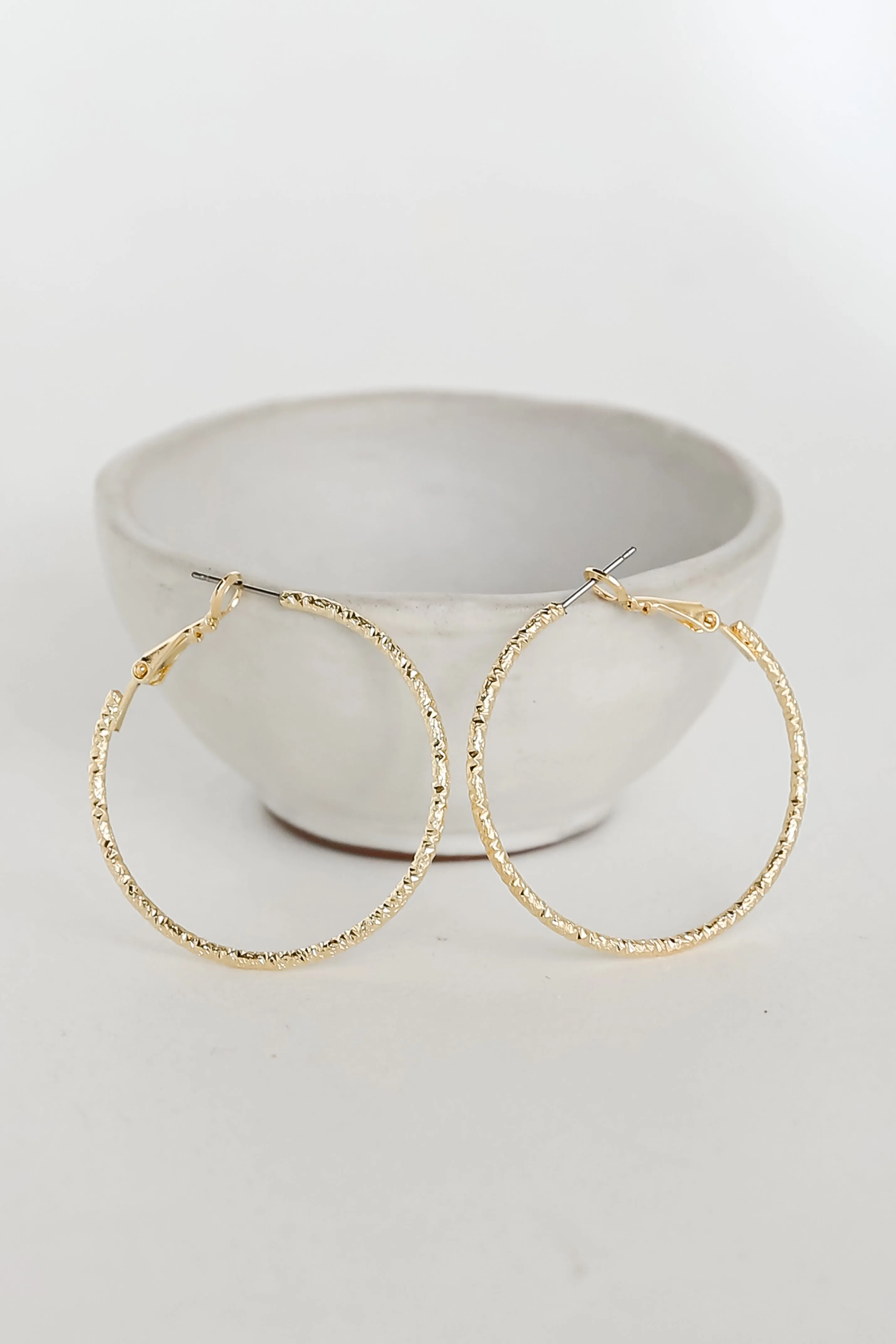 Aubree Gold Textured Hoop Earrings