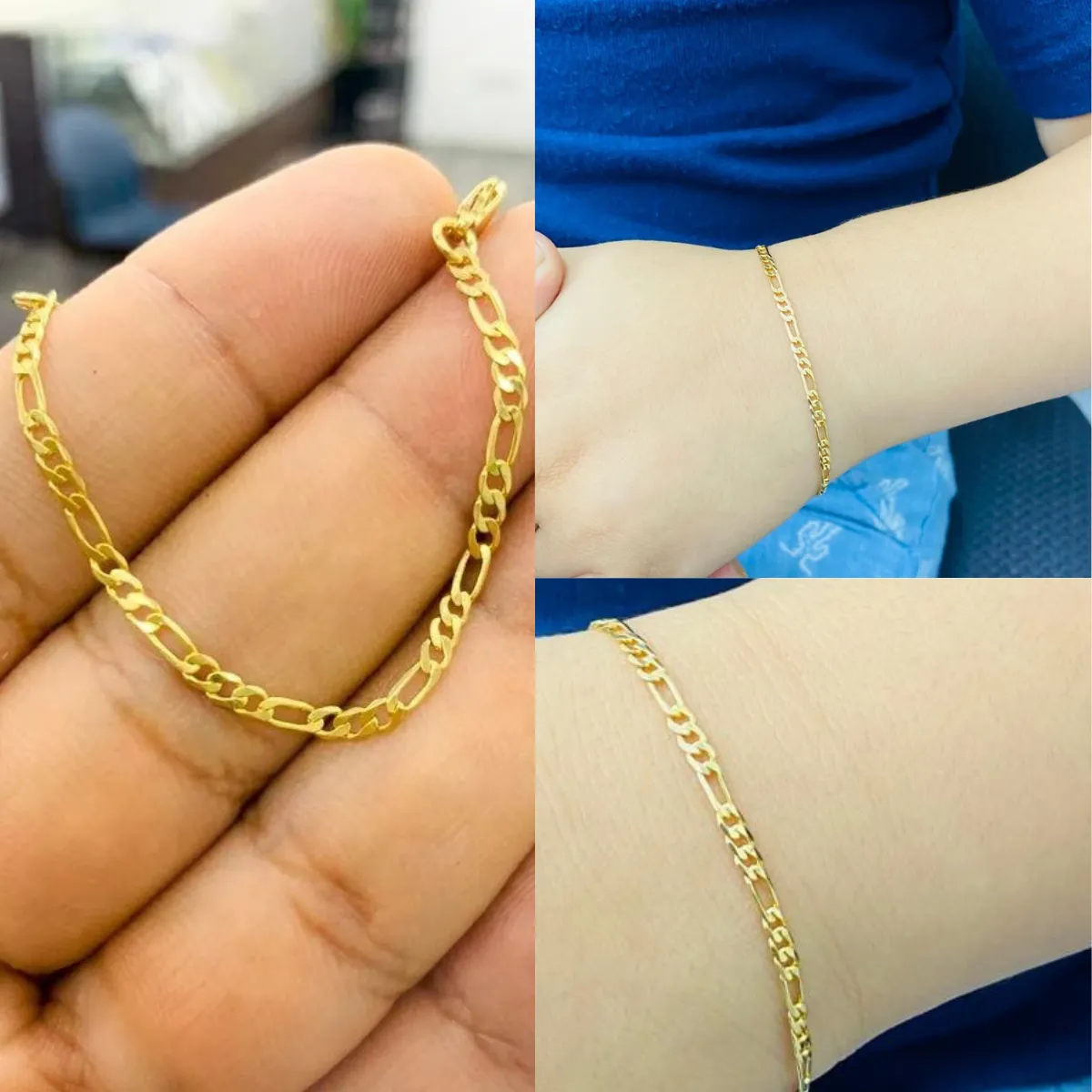 Baby Bracelet Girls Boys Jewelry Newborn Figaro Link 14K Gold Filled Pulsera Ninos