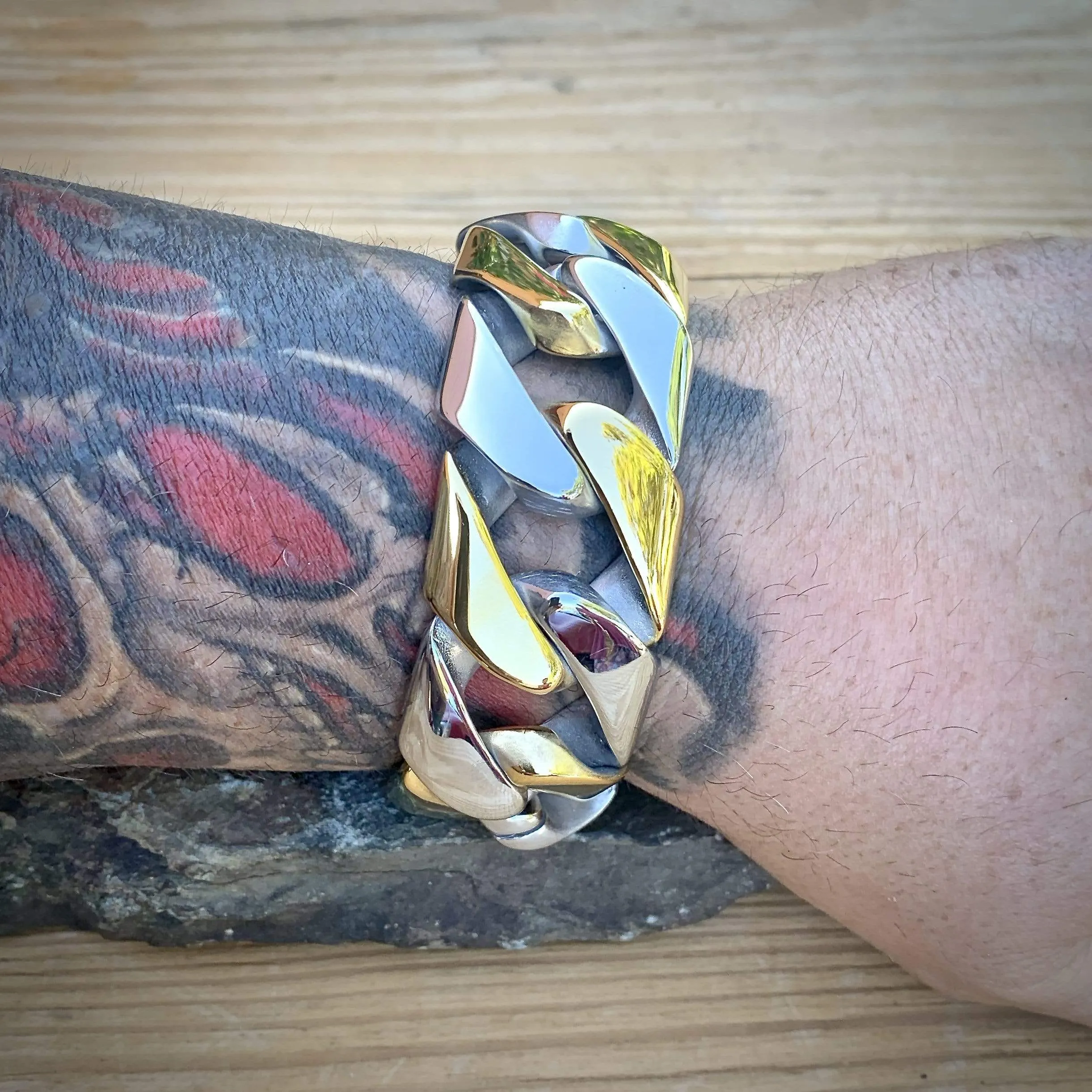 Bagger Bracelet - Gold & Silver - 1" Wide - The Custom - B19