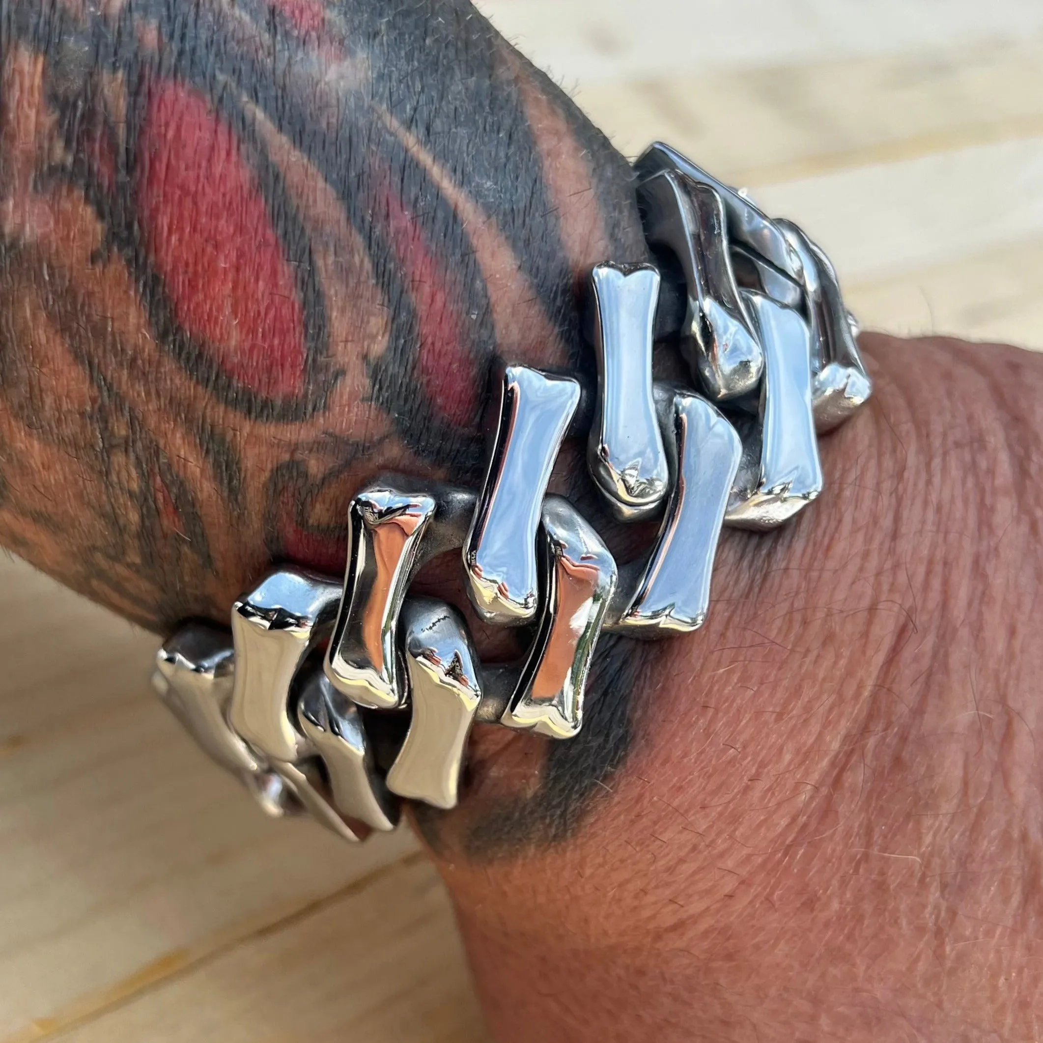 Bagger Bracelet - "EASY BIKER" - Bonez - Polished - 3/4” wide - B127