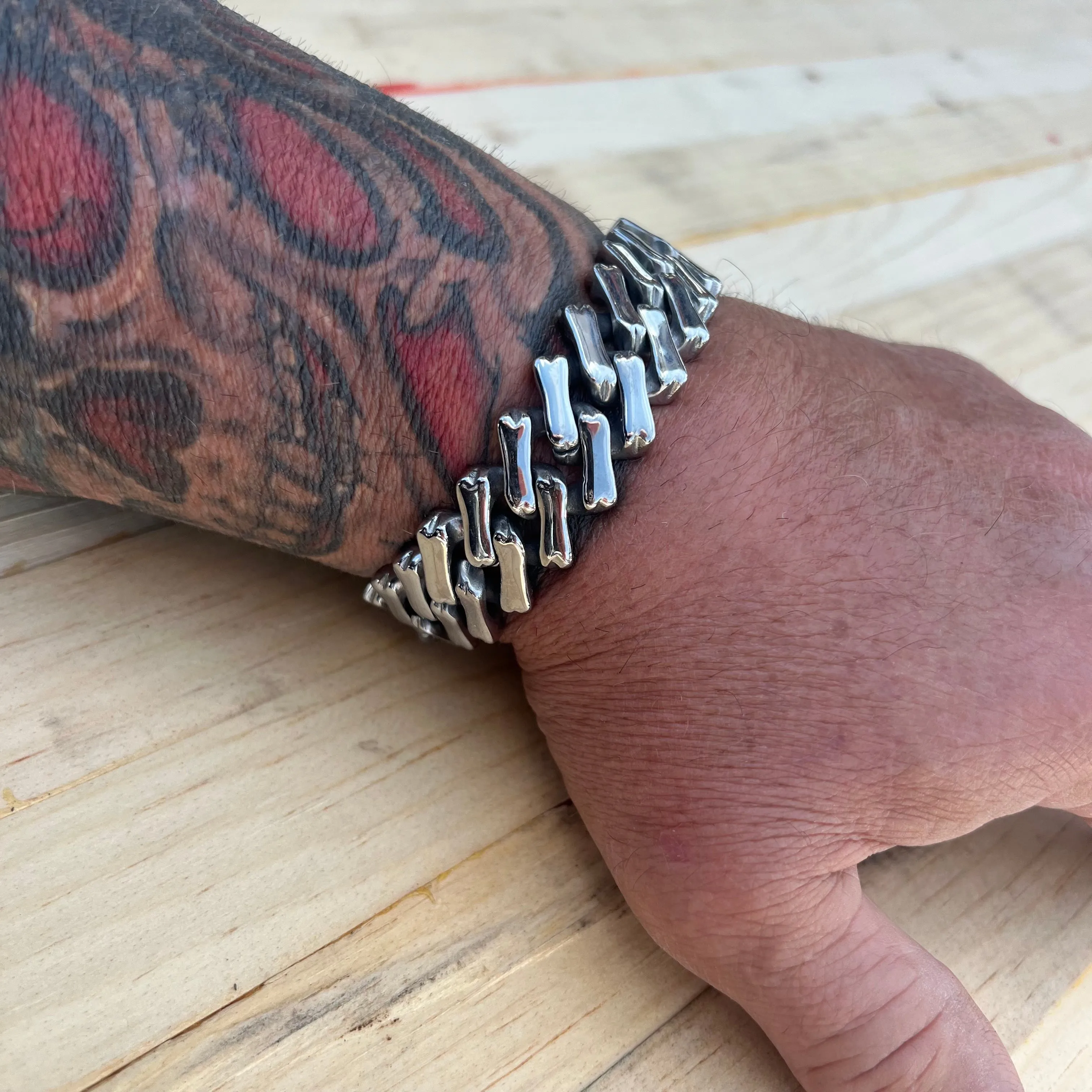 Bagger Bracelet - "EASY BIKER" - Bonez - Polished - 3/4” wide - B127