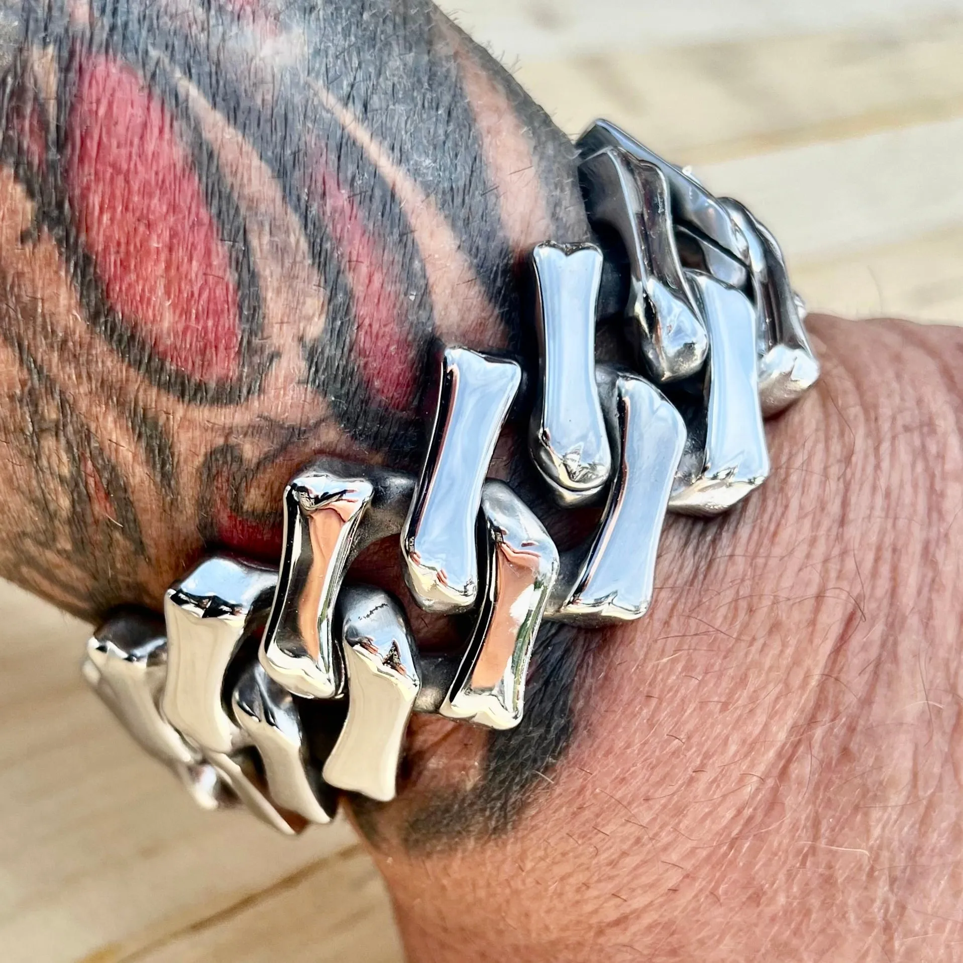 Bagger Bracelet - "EASY BIKER" - Bonez - Polished - 3/4” wide - B127