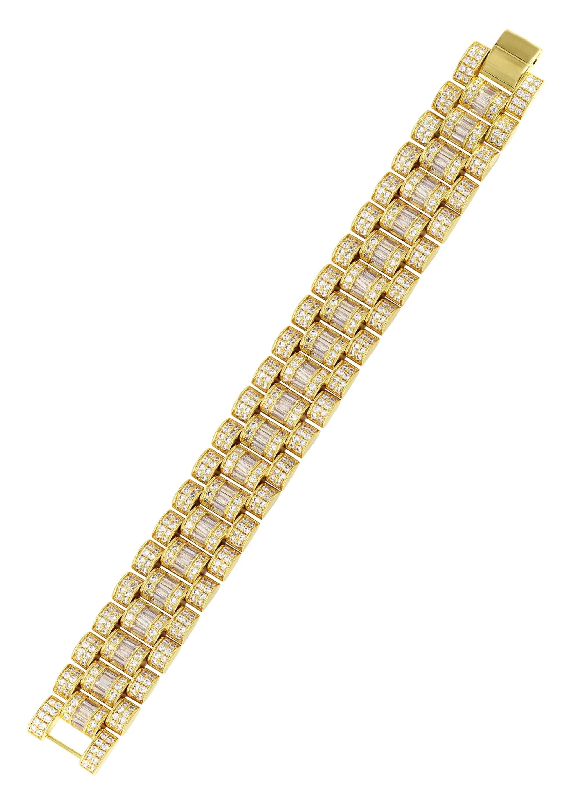 Baguette Presidential Bracelet Gold Plated