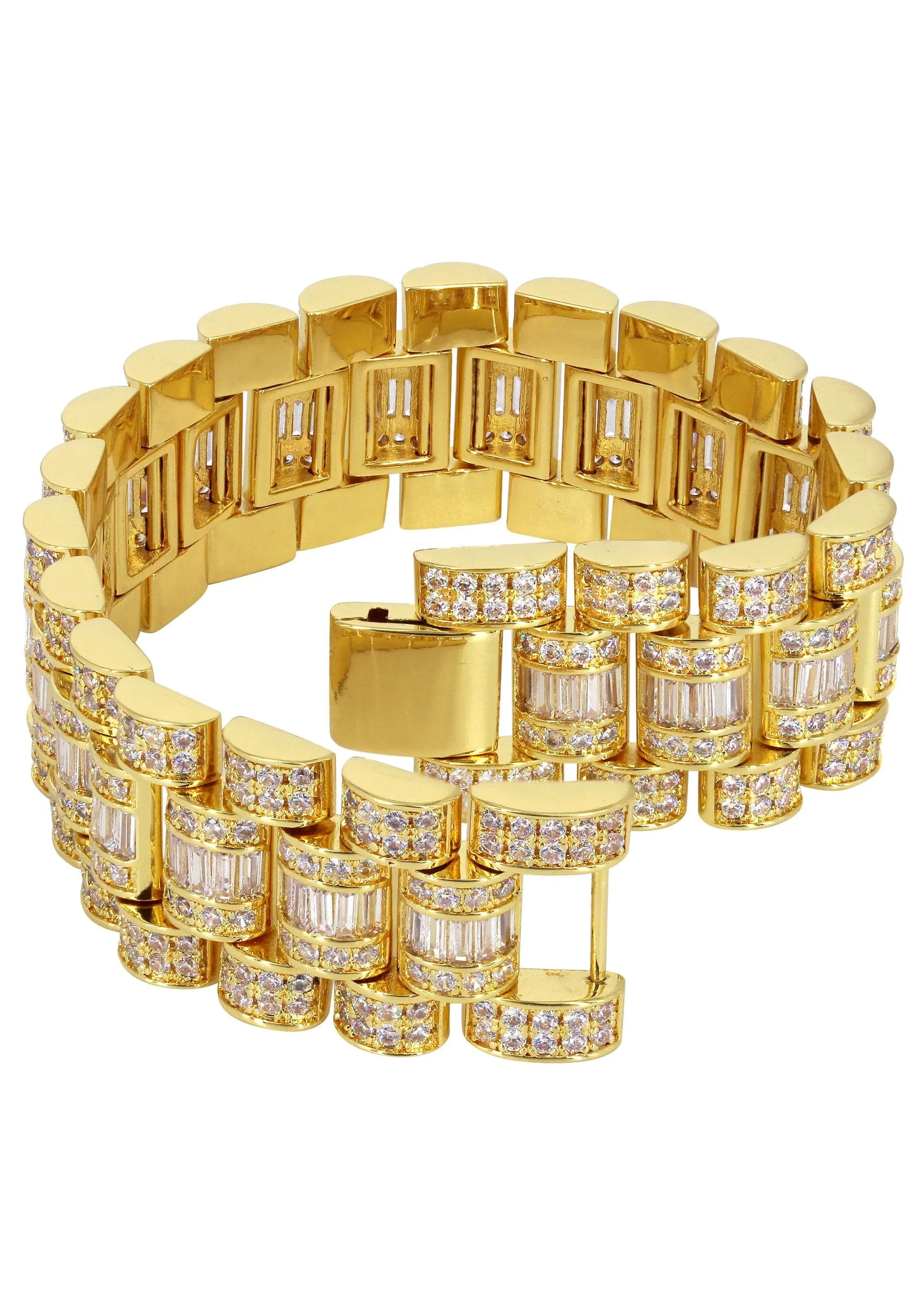 Baguette Presidential Bracelet Gold Plated