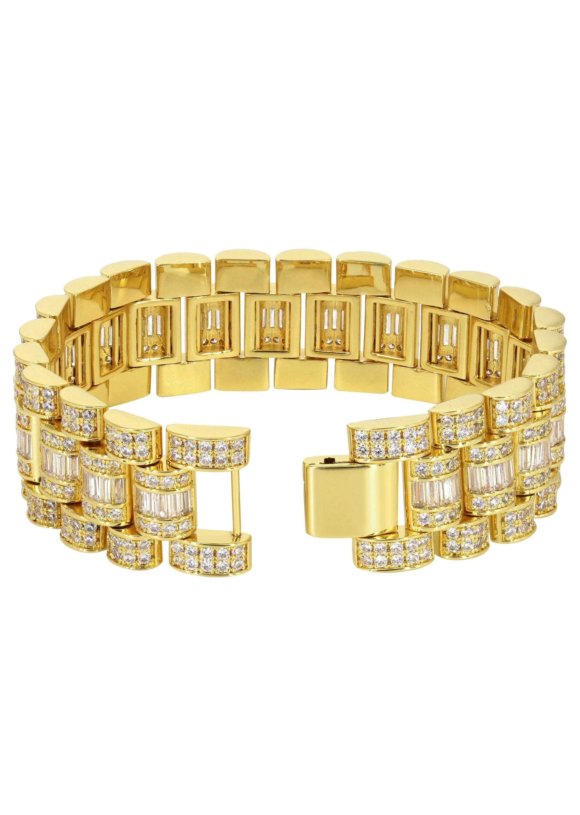 Baguette Presidential Bracelet Gold Plated