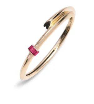 Baguette Ruby - Love : Heart Beat Strong Heart Bangle