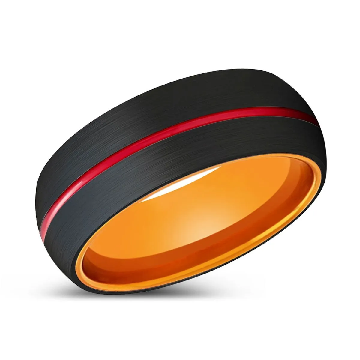 BALTAZAR | Orange Ring, Black Tungsten Ring, Red Groove, Domed