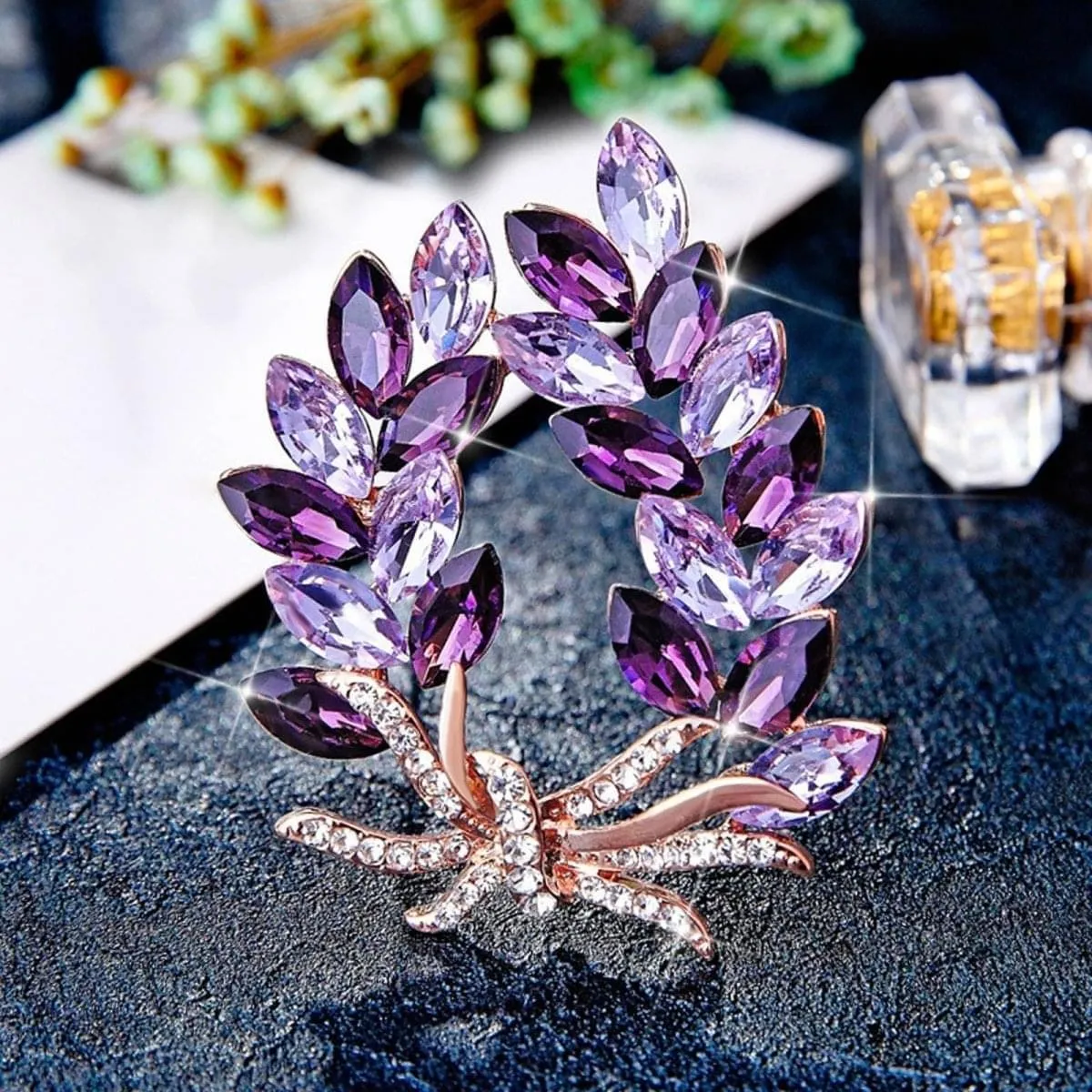 Bauhinia Rhinestone Brooch Pin Women Flower Pins Lapel Pin Clothing Bag Accessories