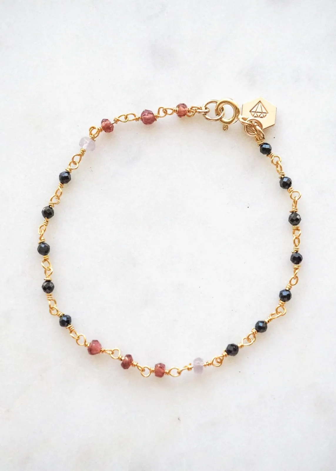 Beaded Gemstone Chain Bracelet - Gold Filled