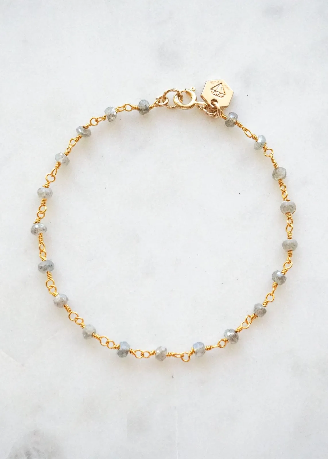 Beaded Gemstone Chain Bracelet - Gold Filled